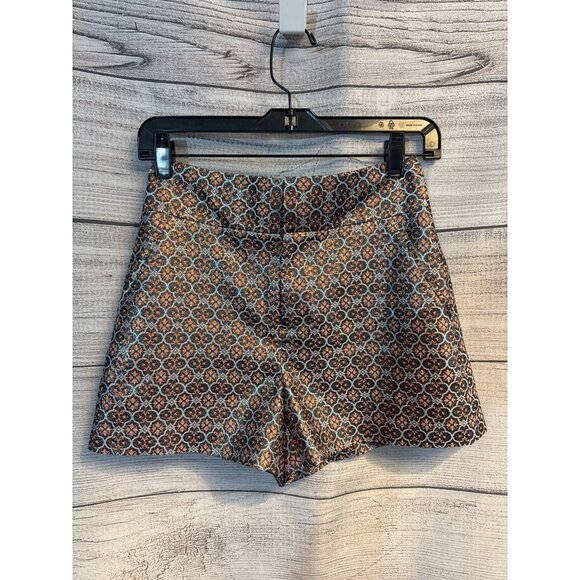 Alice + Olivia Cady Metallic High Waist Short in waterfall multi Size 0 - Picture 1 of 3
